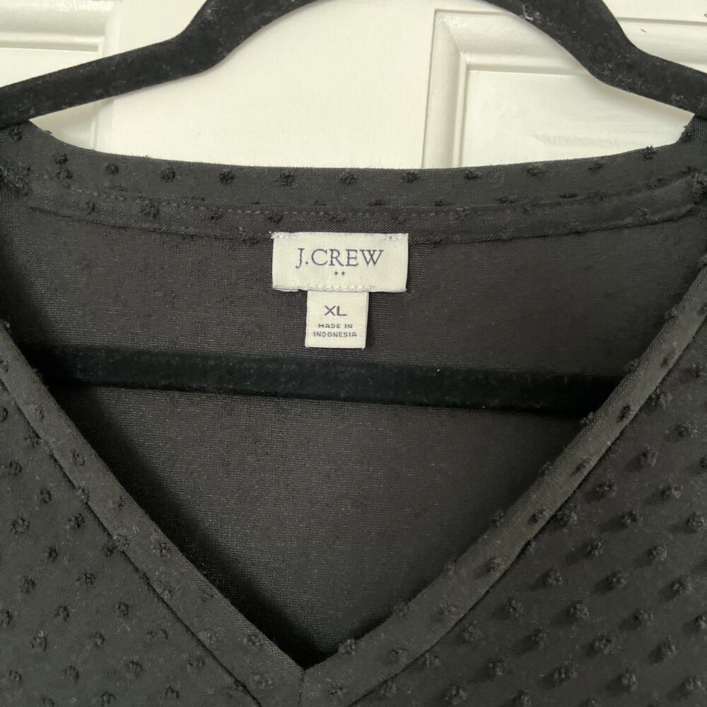 J Crew Midi Dress XL Black Tiered Swiss Dot Preppy Cottage Core Lightweight - Picture 4 of 8